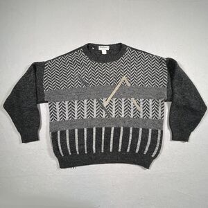VTG Santana Ltd St John Sweater Pullover Gray Made In Italy Art Deco Wool Blend‎